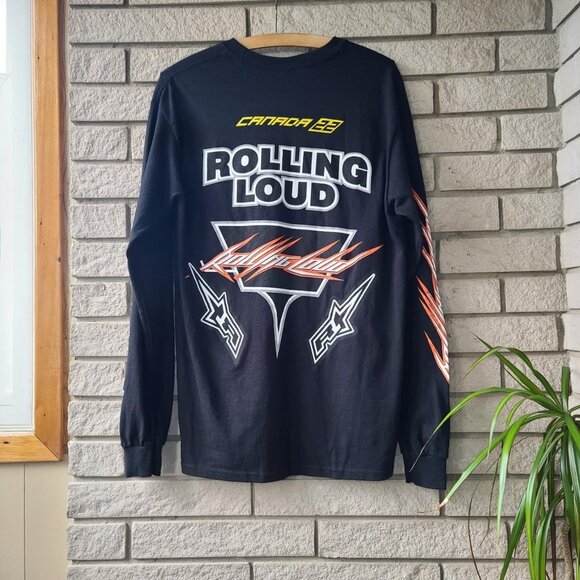 'Rolling Loud' black moto style long-sleeve shirt men's M - Picture 2 of 3
